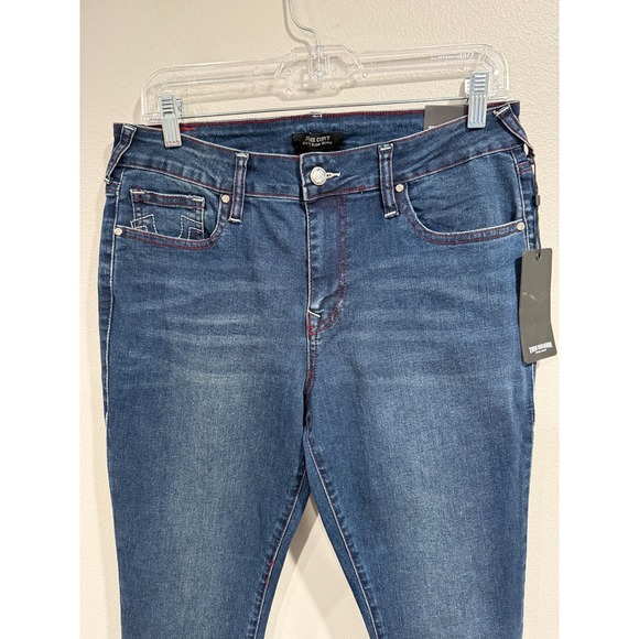 True Religion Crystal Skinny Jeans Womens 30 Blue Denim Mid-Rise Jennie Curvy - Picture 8 of 10
